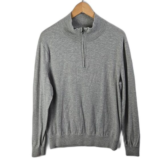 J. Crew Other - J. Crew Mercantile Men's Light Gray Crewneck Sweater Long Sleeve 1/4 Zip Up Sz L